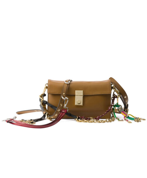 Prada Soft Sound Small Leather Shoulder Bag With Charms 1BD379